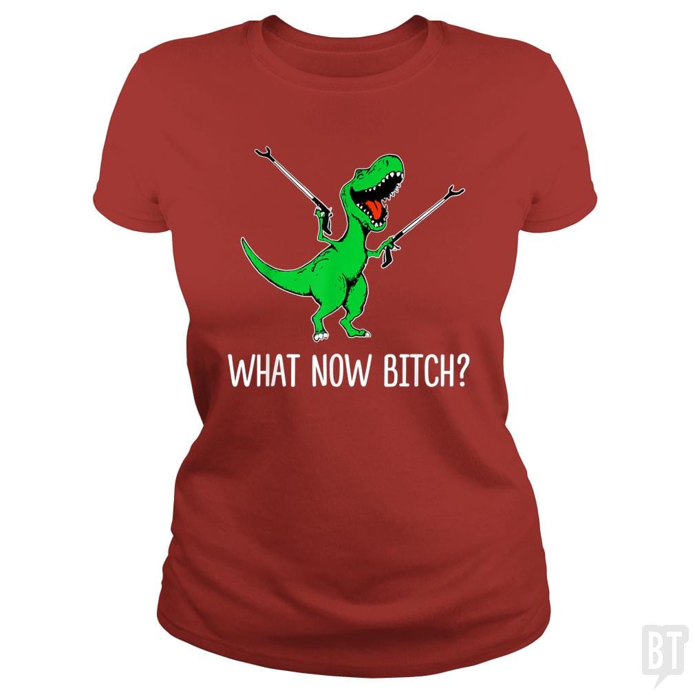 SunFrog-Busted Rebekah Classic Ladies Tee / Red / S What Now Bitch Funny T-Rex
