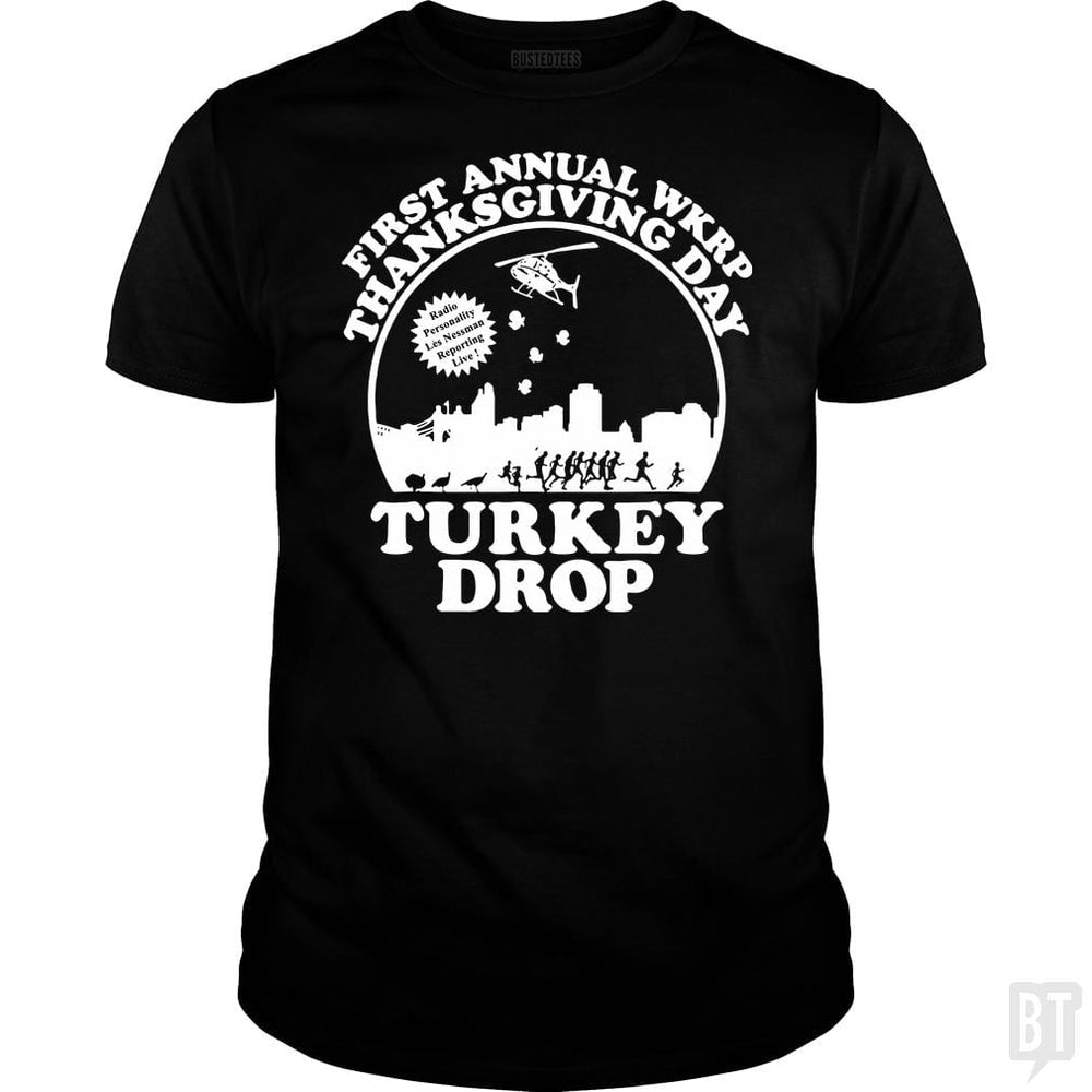 SunFrog-Busted rezadstorm Classic Guys / Unisex Tee / Black / S Funny Turkey Thanksgiving Day Shirt Wkrp-Turkey-Dr