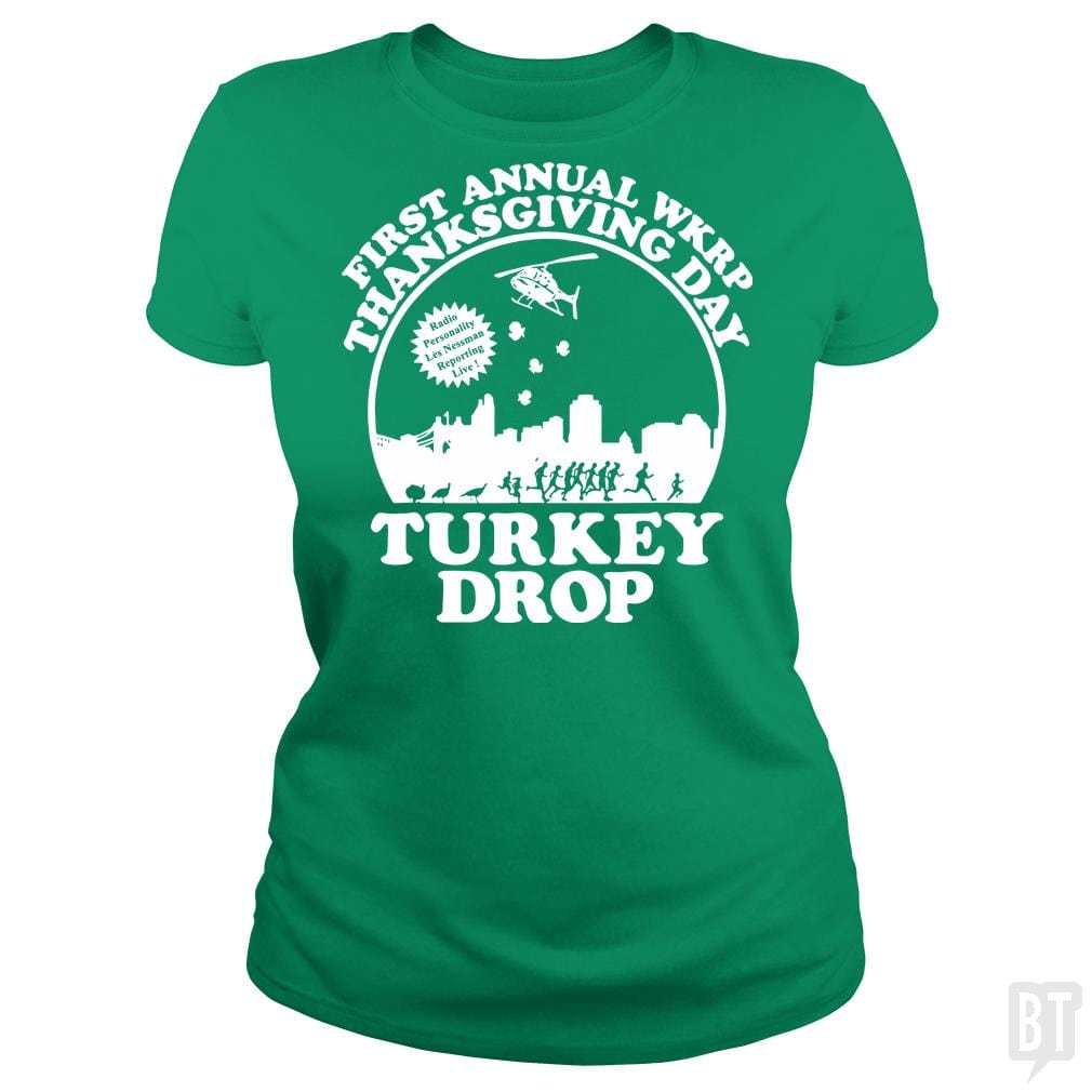 SunFrog-Busted rezadstorm Classic Ladies Tee / Irish Green / S Funny Turkey Thanksgiving Day Shirt Wkrp-Turkey-Dr
