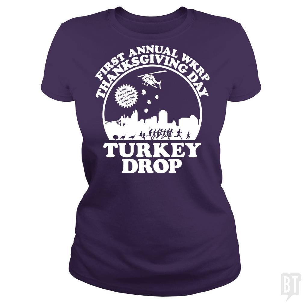 SunFrog-Busted rezadstorm Classic Ladies Tee / Purple / S Funny Turkey Thanksgiving Day Shirt Wkrp-Turkey-Dr