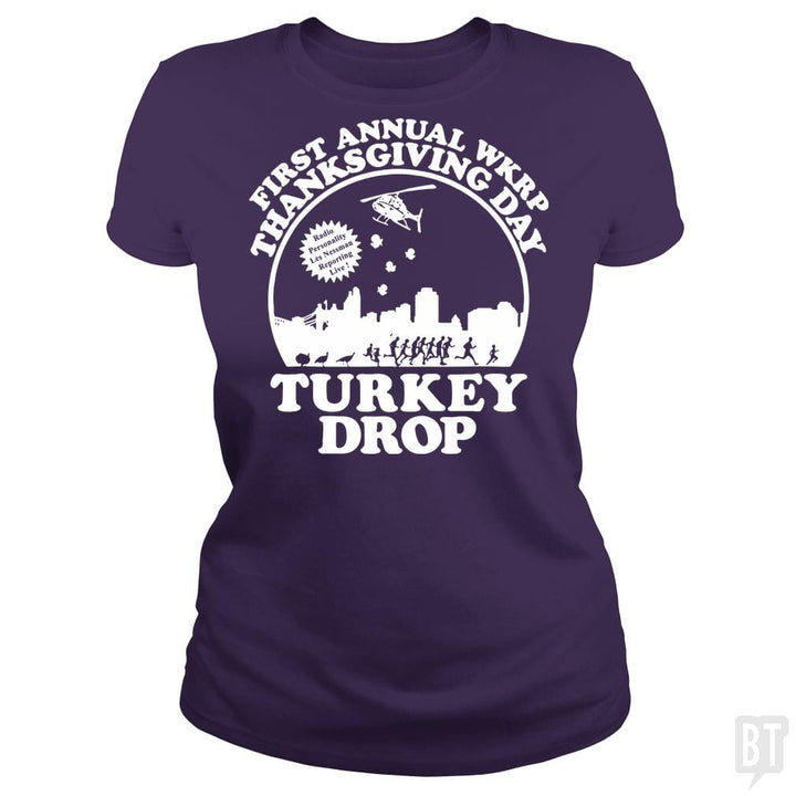 SunFrog-Busted rezadstorm Classic Ladies Tee / Purple / S Funny Turkey Thanksgiving Day Shirt Wkrp-Turkey-Dr
