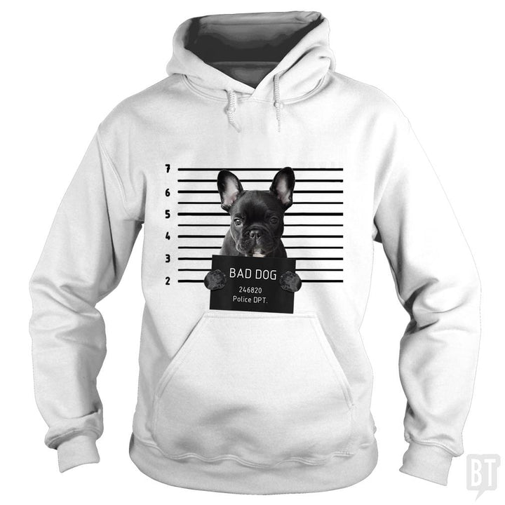 SunFrog-Busted Saunders Hoodie / White / S French Bulldog Prison