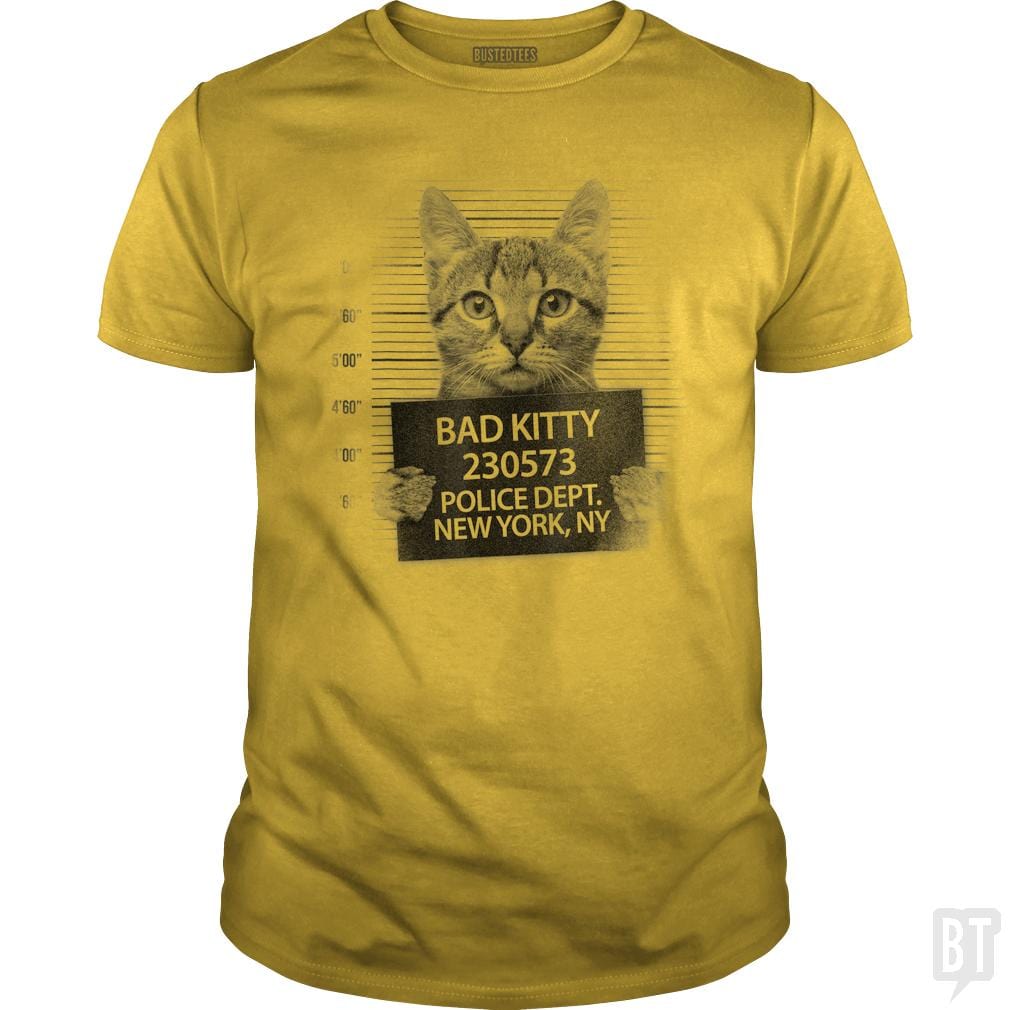 SunFrog-Busted Saunders Classic Guys / Unisex Tee / Daisy / S Funny Cute Bad Kitty Cat