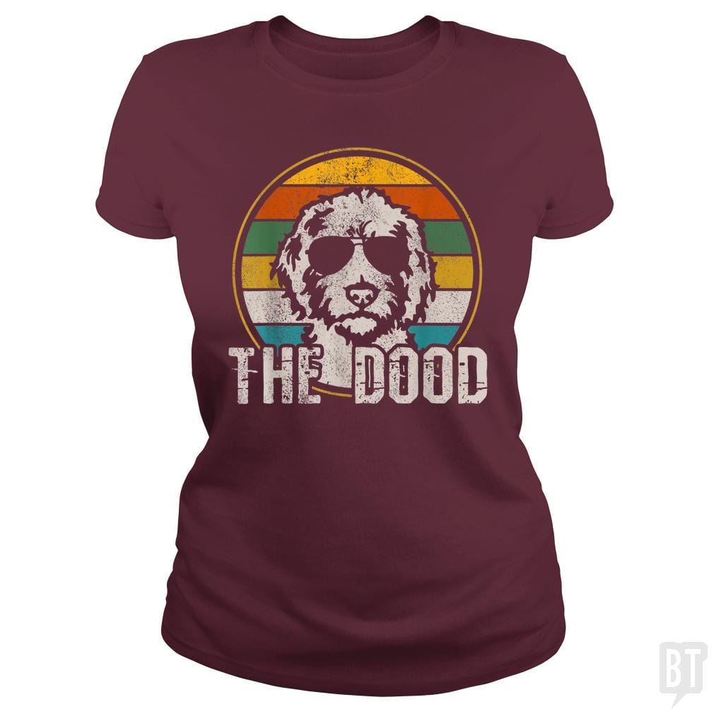 SunFrog-Busted Saunders Classic Ladies Tee / Maroon / S The Dood Vintage Retro Dog