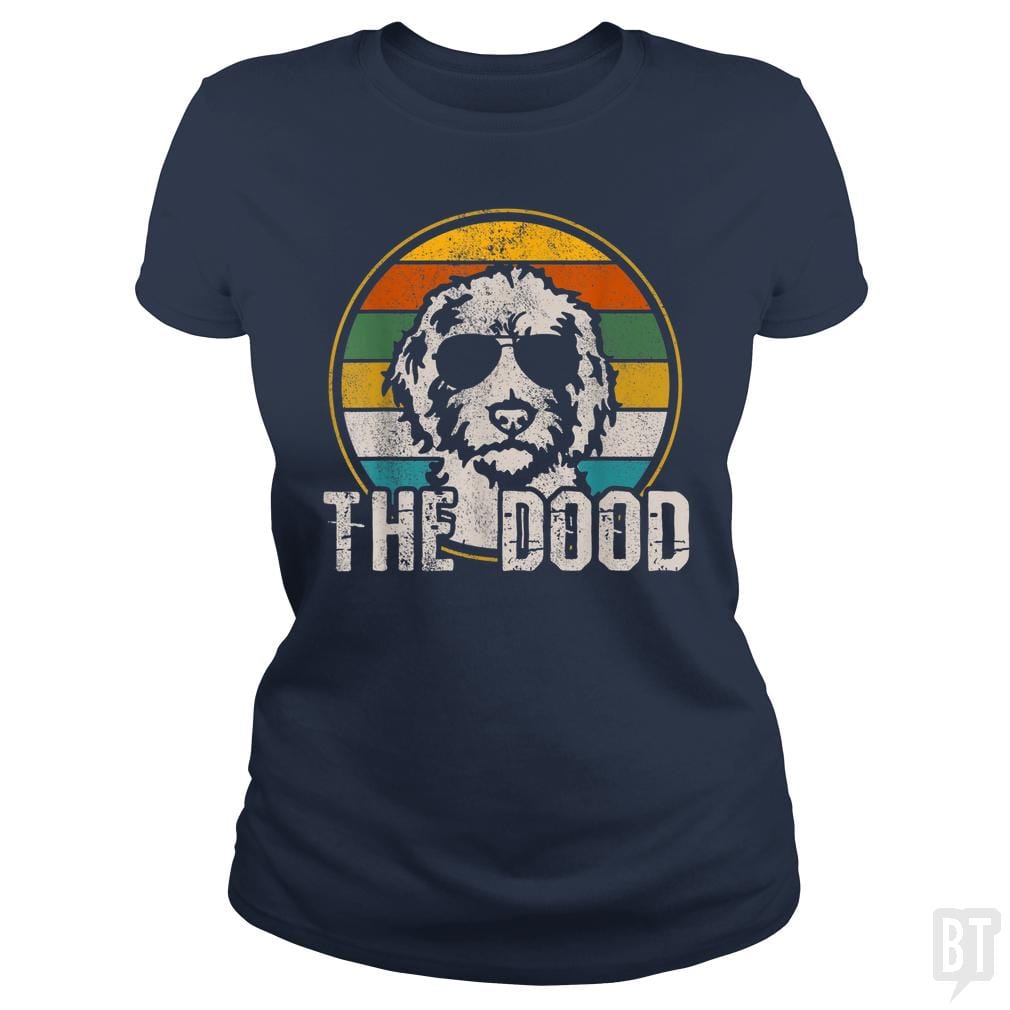 SunFrog-Busted Saunders Classic Ladies Tee / Navy Blue / S The Dood Vintage Retro Dog