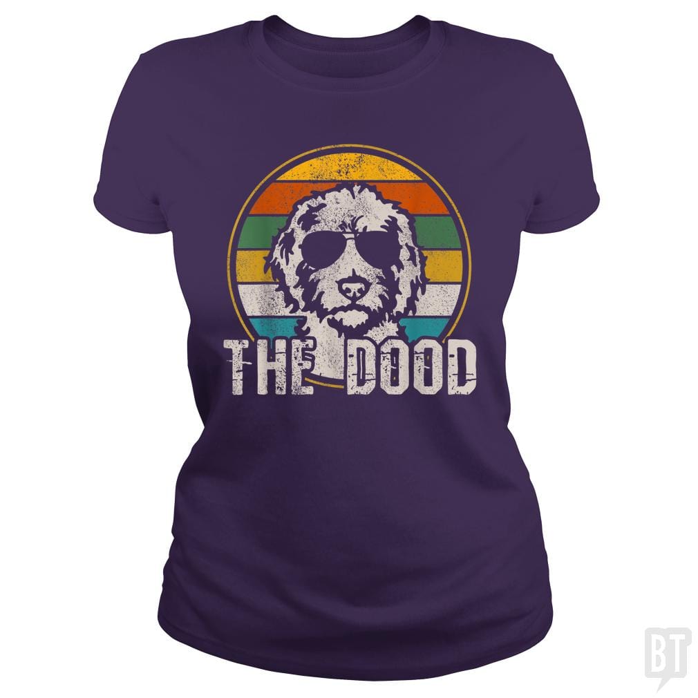 SunFrog-Busted Saunders Classic Ladies Tee / Purple / S The Dood Vintage Retro Dog