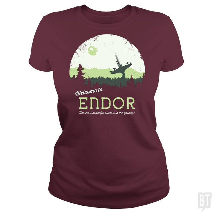 SunFrog-Busted SÃ©bi's Ghosts Classic Ladies Tee / Maroon / S Welcome To Endor