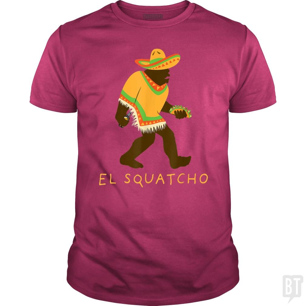 SunFrog-Busted Shakonda Classic Guys / Unisex Tee / Heliconia / S Funny El Squatcho Bigfoot With Taco, Beer, Pacho,