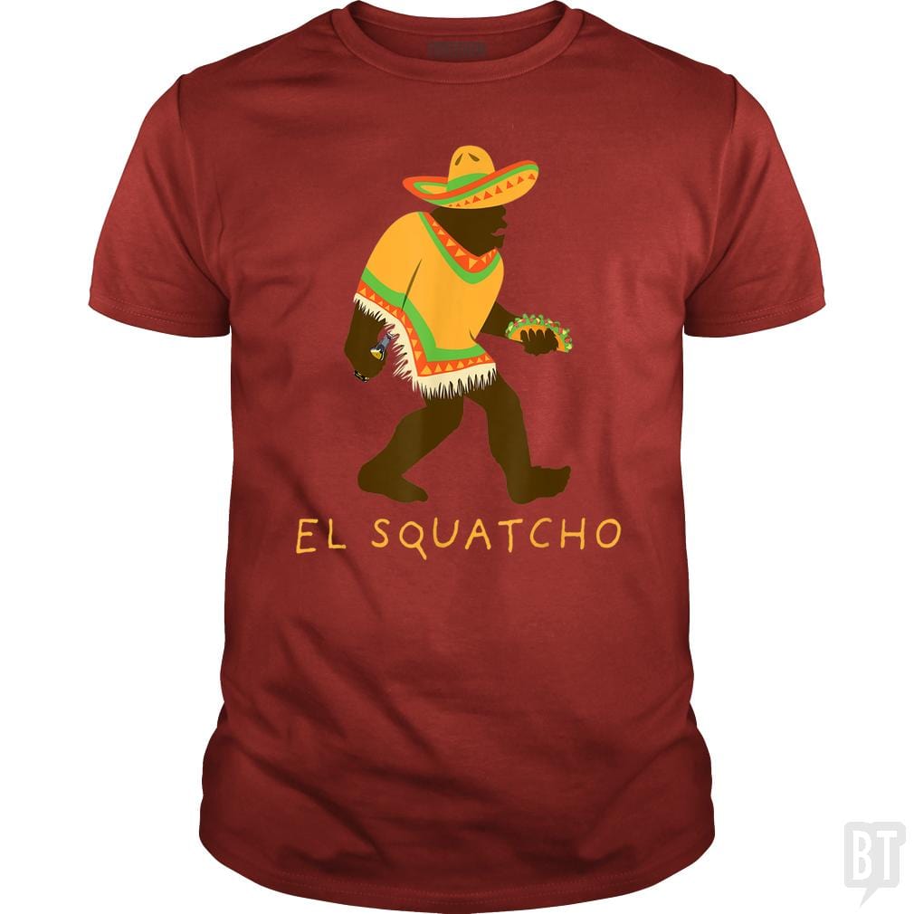 SunFrog-Busted Shakonda Classic Guys / Unisex Tee / Red / S Funny El Squatcho Bigfoot With Taco, Beer, Pacho,