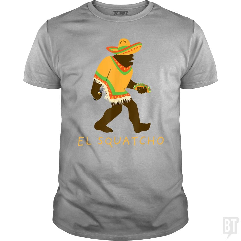 SunFrog-Busted Shakonda Classic Guys / Unisex Tee / Sport Grey / S Funny El Squatcho Bigfoot With Taco, Beer, Pacho,