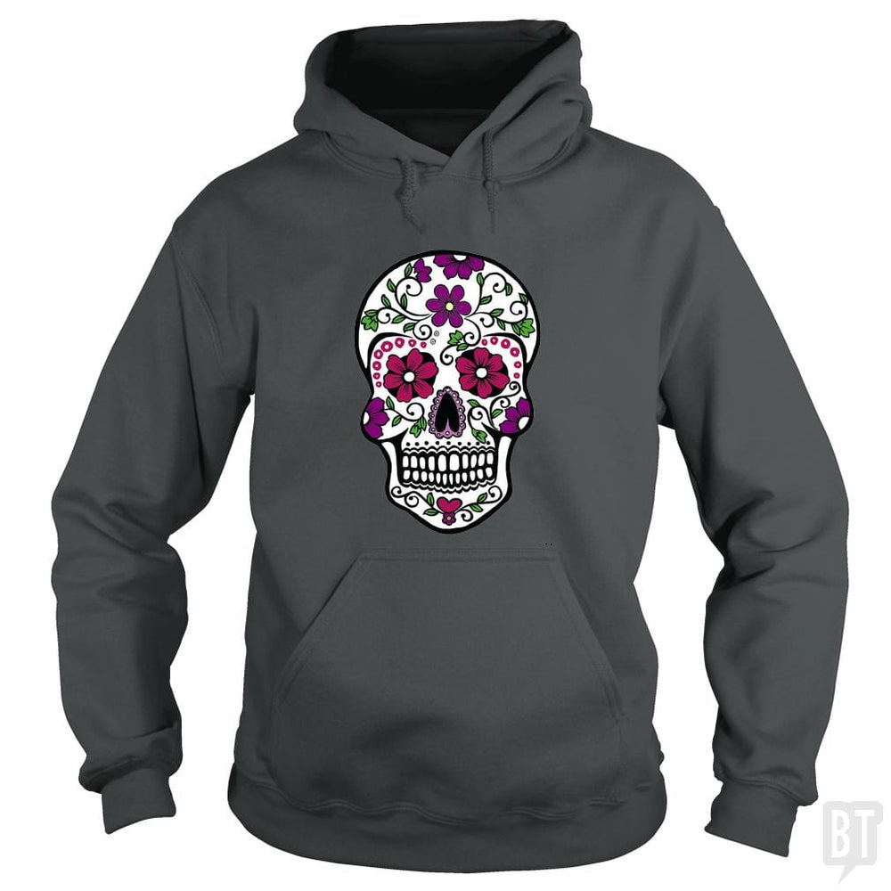 SunFrog-Busted SuperPizzaAwesome2000 Hoodie / Dark Heather / S Day of the Dead Skull
