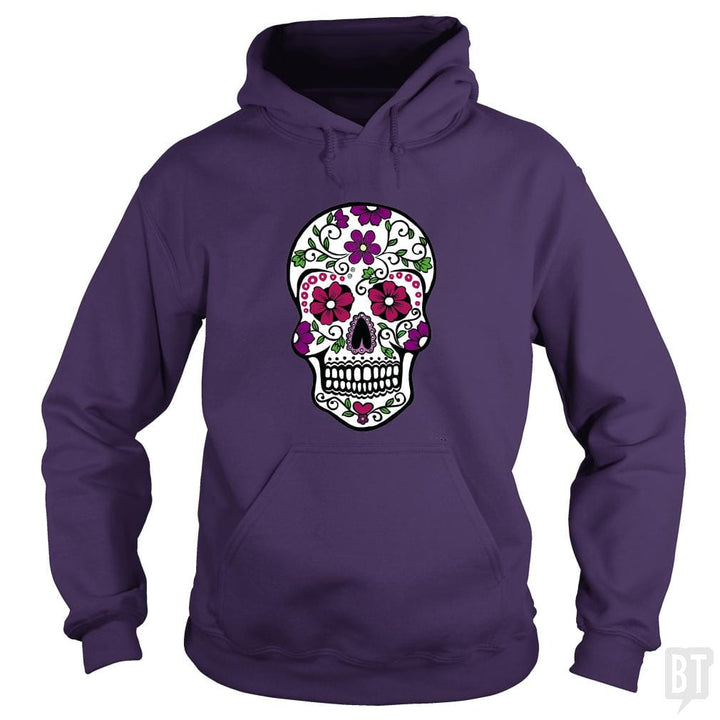 SunFrog-Busted SuperPizzaAwesome2000 Hoodie / Purple / S Day of the Dead Skull