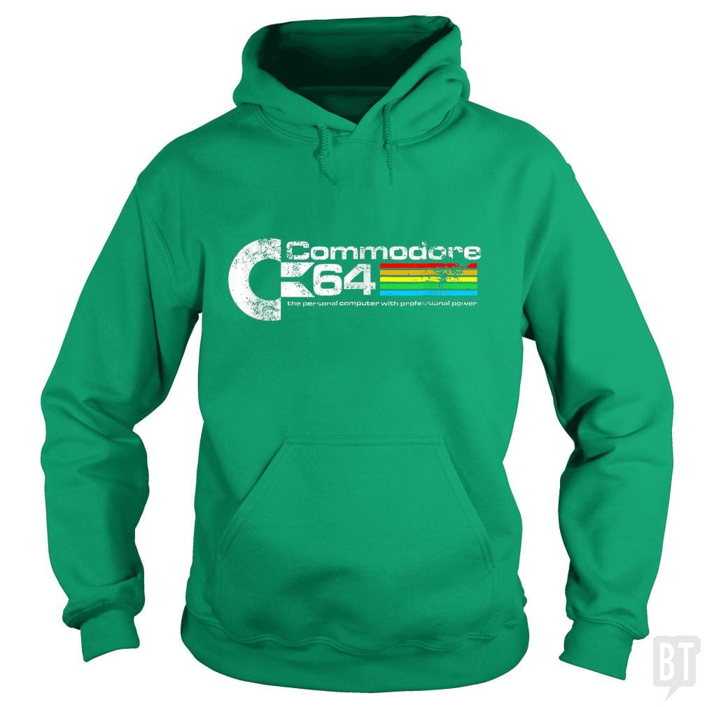 SunFrog-Busted Tank90s Hoodie / Irish Green / S Commodore 64