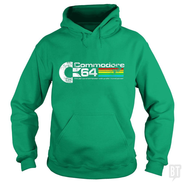 SunFrog-Busted Tank90s Hoodie / Irish Green / S Commodore 64