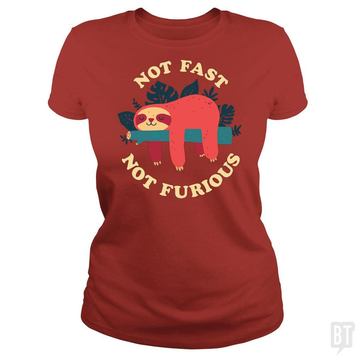 SunFrog-Busted TEE ART LAB Classic Ladies Tee / Red / S Funny Sloth Not Fast Not Furious