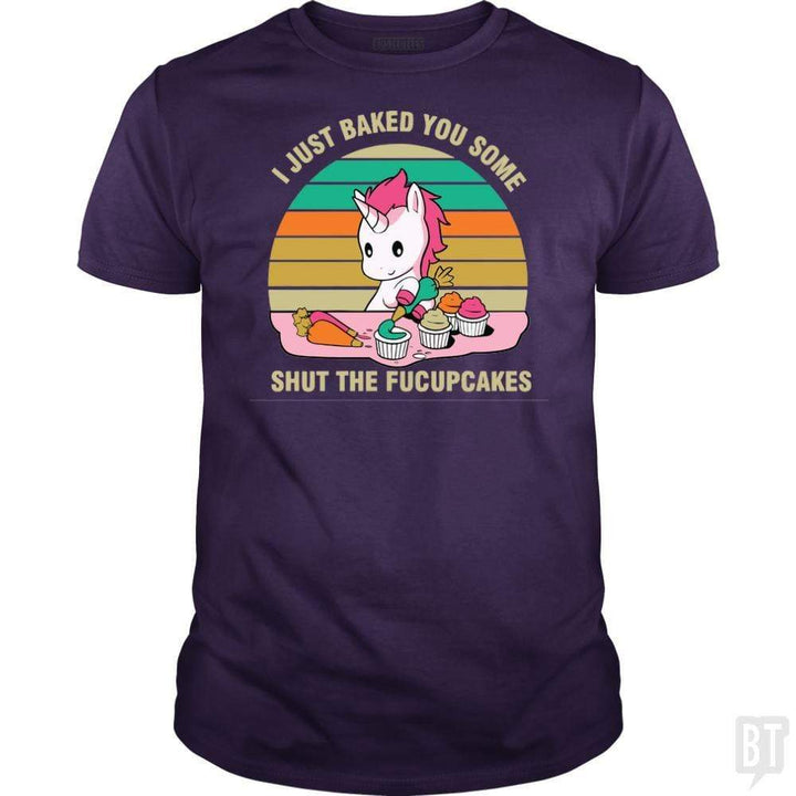 SunFrog-Busted Tripleonecreations Classic Guys / Unisex Tee / Purple / S Baking Unicorn