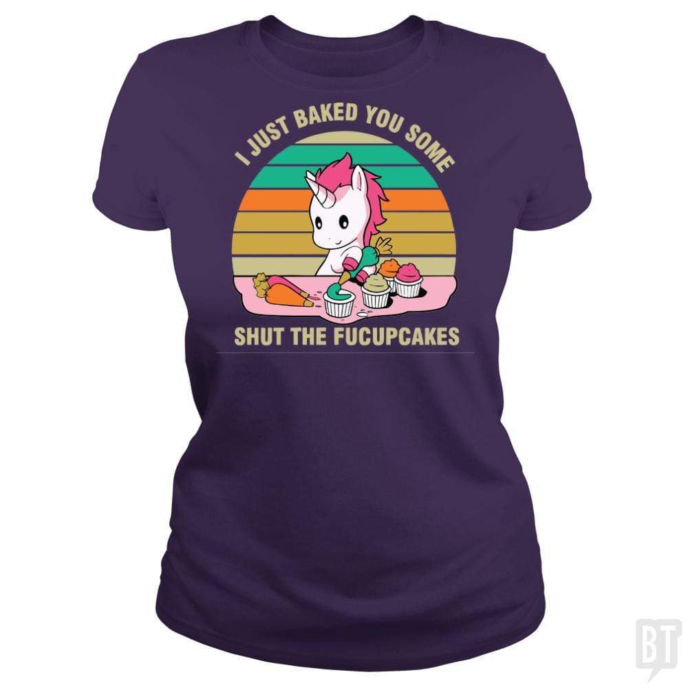 SunFrog-Busted Tripleonecreations Classic Ladies Tee / Purple / S Baking Unicorn
