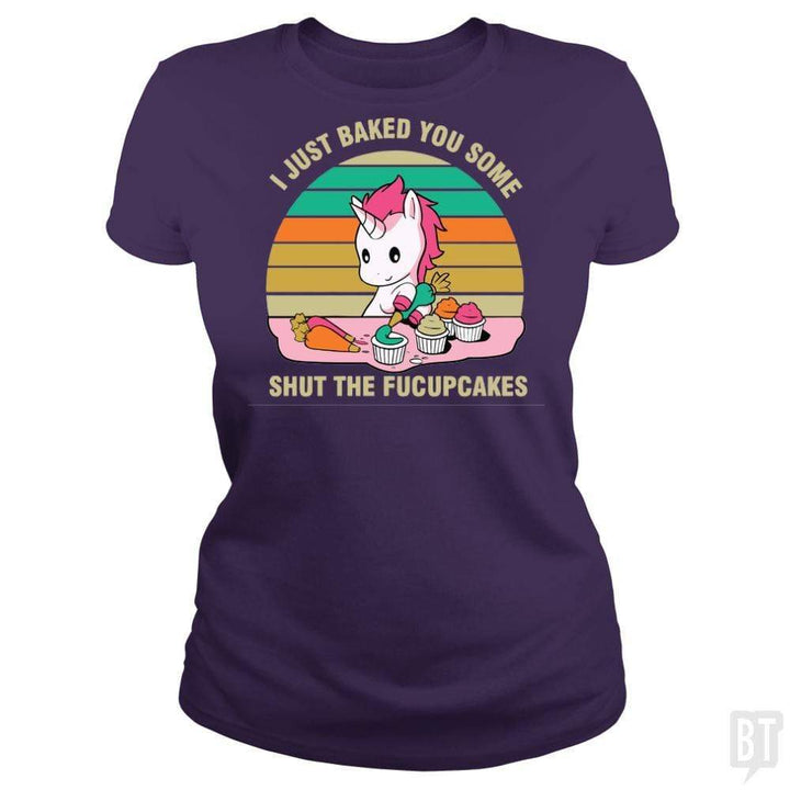 SunFrog-Busted Tripleonecreations Classic Ladies Tee / Purple / S Baking Unicorn