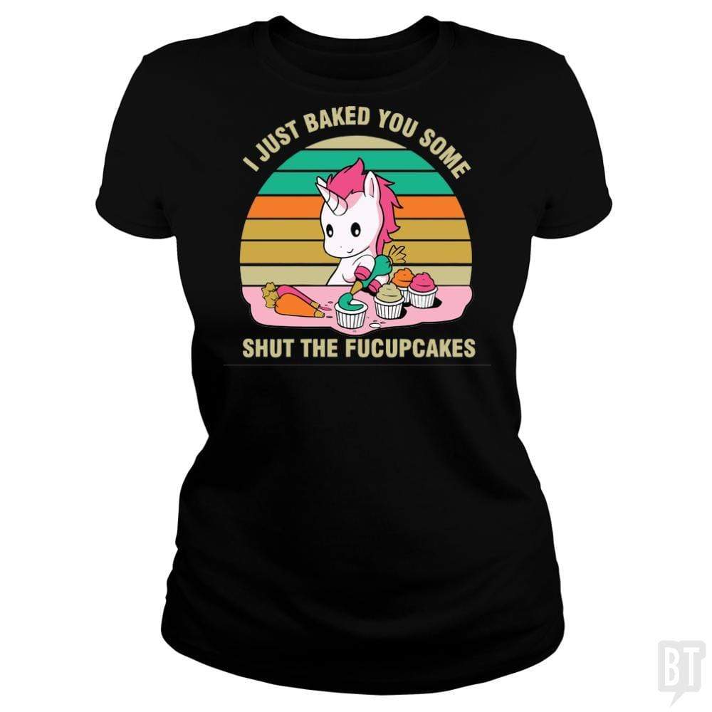 SunFrog-Busted Tripleonecreations Classic Ladies Tee / Black / S Baking Unicorn