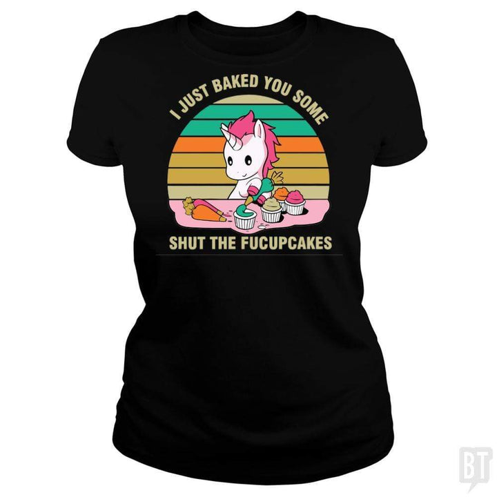 SunFrog-Busted Tripleonecreations Classic Ladies Tee / Black / S Baking Unicorn