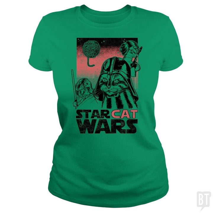 SunFrog-Busted Umberto Vicente Classic Ladies Tee / Irish Green / S Star Cat Wars