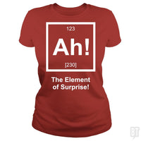 Load image into Gallery viewer, SunFrog-Busted UptheLight Classic Ladies Tee / Red / S Ah! The Element Of Surprise
