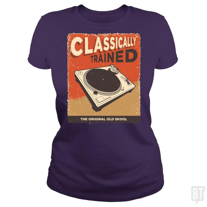 SunFrog-Busted Vladd Classic Ladies Tee / Purple / S Classically Trained Vintage Turntable
