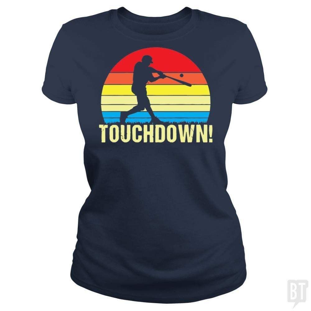 SunFrog-Busted volkanvina Classic Ladies Tee / Navy Blue / S Touchdown Baseball