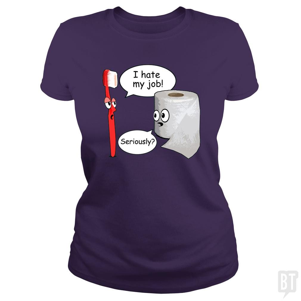 SunFrog-Busted WD650 Classic Ladies Tee / Purple / S Funny Saying I Hate My Job