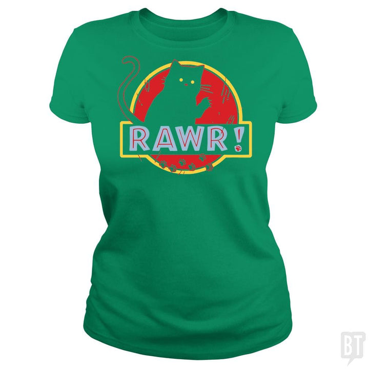 SunFrog-Busted yansdonal189 Classic Ladies Tee / Irish Green / S Jurassic Cat RAWR