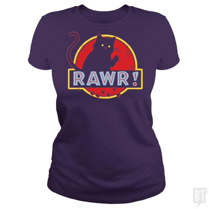 SunFrog-Busted yansdonal189 Classic Ladies Tee / Purple / S Jurassic Cat RAWR